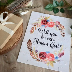 Puzzle personnalisé de proposition de demoiselle d&#39;honneur florale • Serez-vous mon puzzle de demoiselle d&#39;honneur • Cadeaux pour les enfants lors des mariages