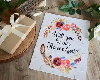 Personalized Floral Flower Girl Proposal Puzzle • Will You Be My Flower Girl Puzzle • Gifts For Children in Weddings