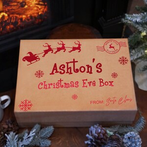 Kraft foldable magnetic luxury quality Santa box with name. Kids north pole express package from Santa.