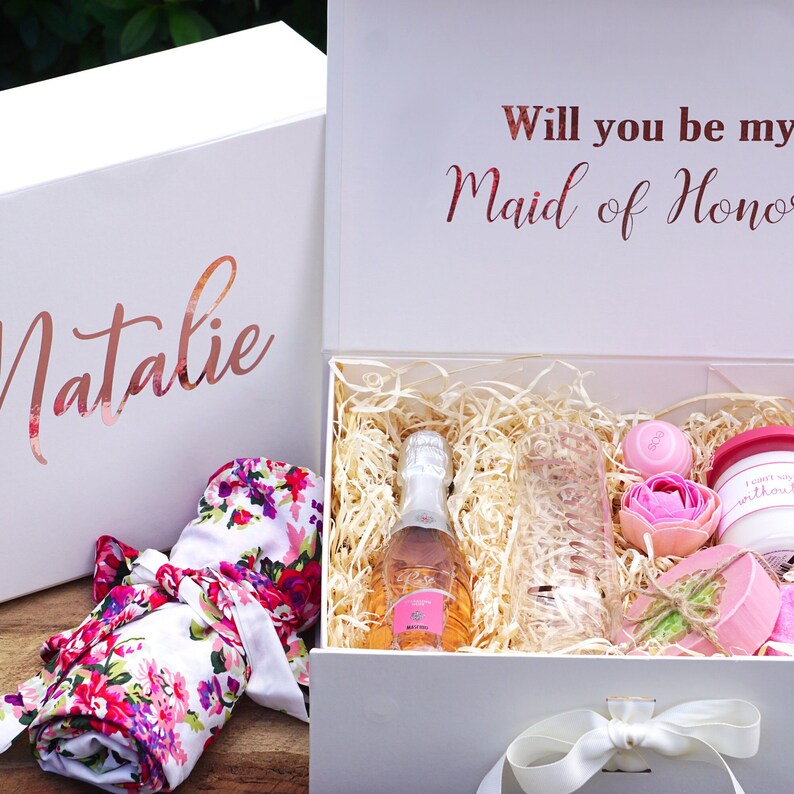 Personalized bridesmaid proposal gift Box, custom gift box, Will you be my Bridesmaid box, Maid of Honor proposal box, Flower Girl proposal image 1