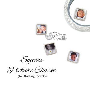 Picture Charm for Floating Lockets • 8mm Square • Personalized Using Your Photo • UV Protected, Sealed, and Coated with Resin