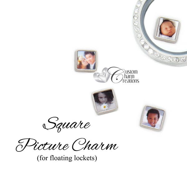 Picture Charm for Floating Lockets • 8mm Square • Personalized Using Your Photo • UV Protected, Sealed, and Coated with Resin