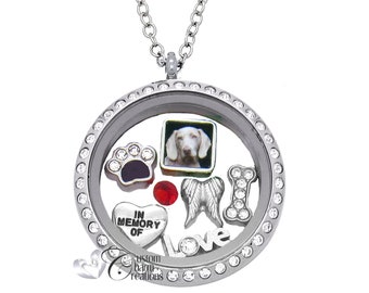 Pet Memorial Floating Locket: Personalized Photo Charm, Dog Remembrance Necklace