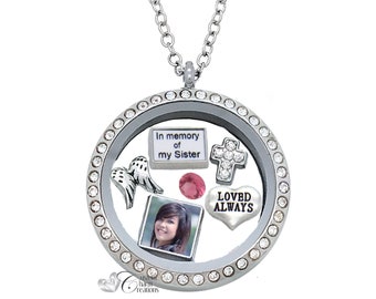 Memorial Floating Locket: Personalized Sister Remembrance Necklace