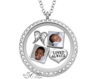 Memorial Photo Locket Necklace: Personalized Picture Charms, Sympathy Gift