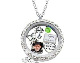 Memorial Floating Locket: Personalized Picture Charm, Sympathy Gift