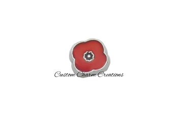 Red Poppy Flower Charm memory Locket Keyring Necklace Bracelet