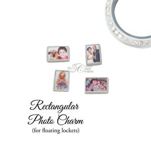 Floating Locket Picture Charm • Rectangle • Custom Made Using Your Picture • Personalized • Wedding • Memorial • New Baby