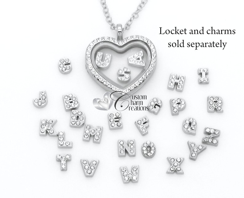 Floating Locket Letter Charms Alphabet Letters Initials Etsy