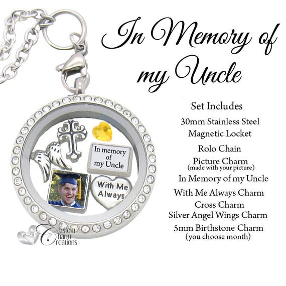 Items similar to In Memory of My Uncle • Memorial Floating Locket