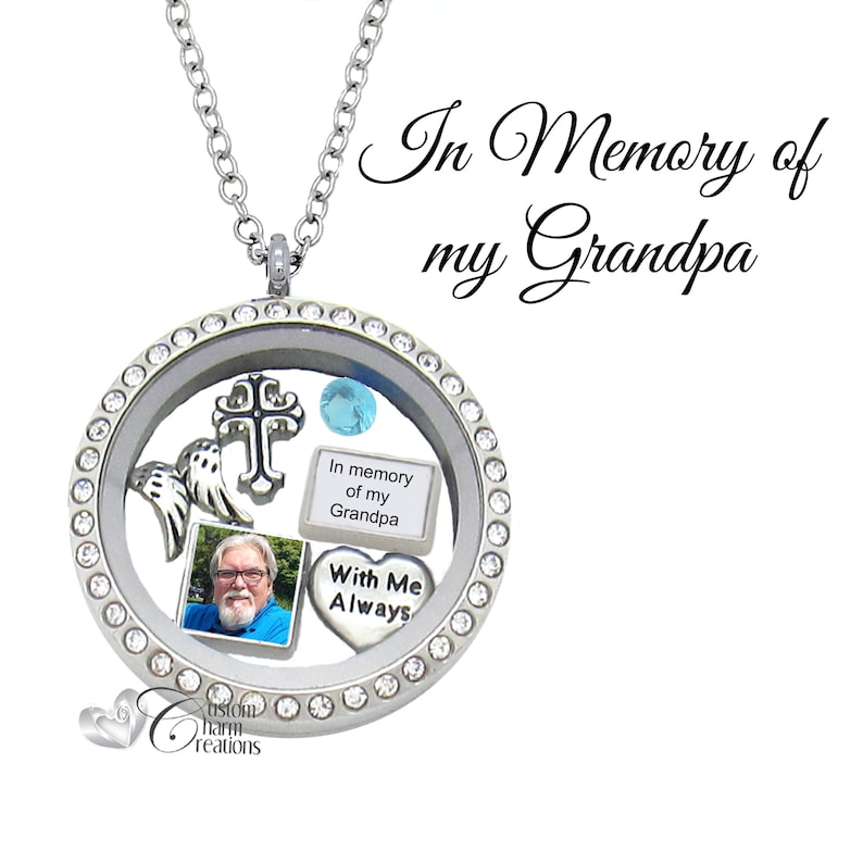 In Memory of My Grandpa Memorial Floating Locket Necklace & Etsy