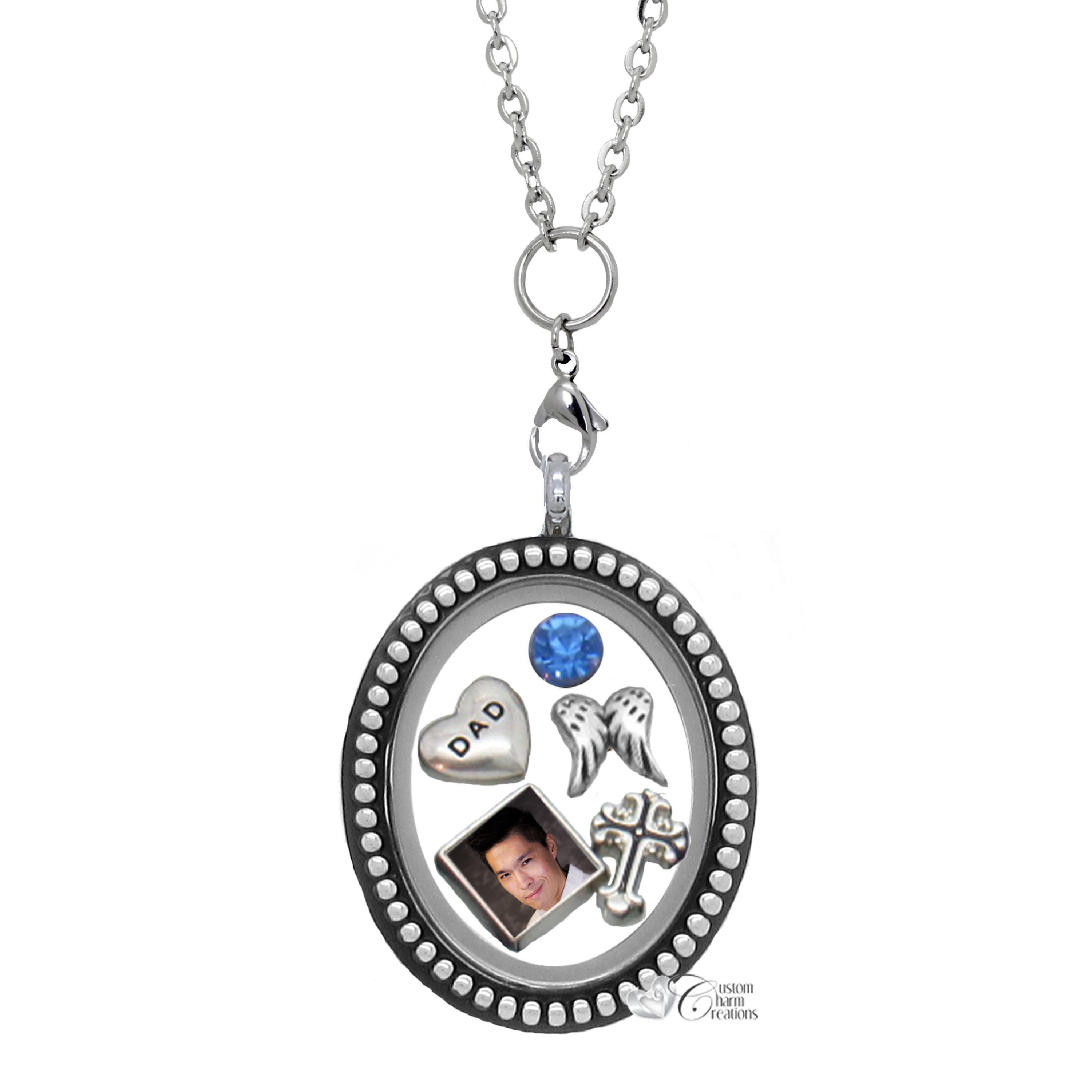 Dad Memorial Oval Floating Locket Set 