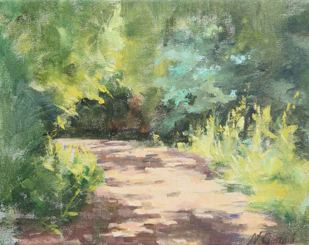 Summer Trees Landscape Oil Painting, Small Original Canvas Art