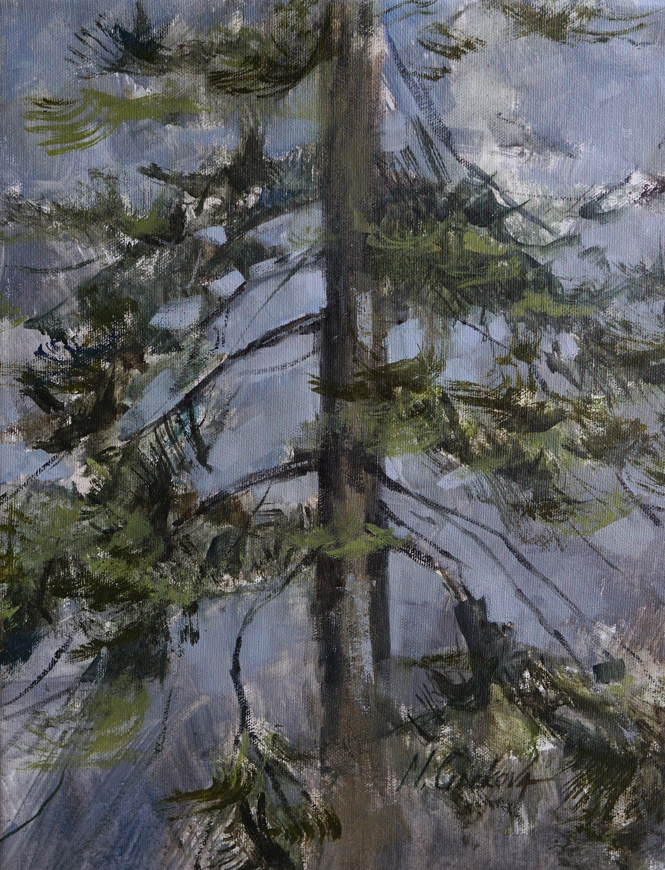 Pine tree oil painting original canvas forest artwork woods Etsy