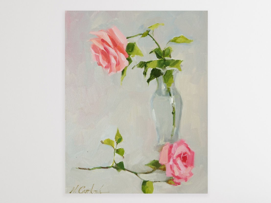 Single Rose Original Painting, Paper Art, Garden Flowers, Wall Art, Home  Decor, Small Gift, ORIGINAL Watercolor Painting by Ghazalfinearts 