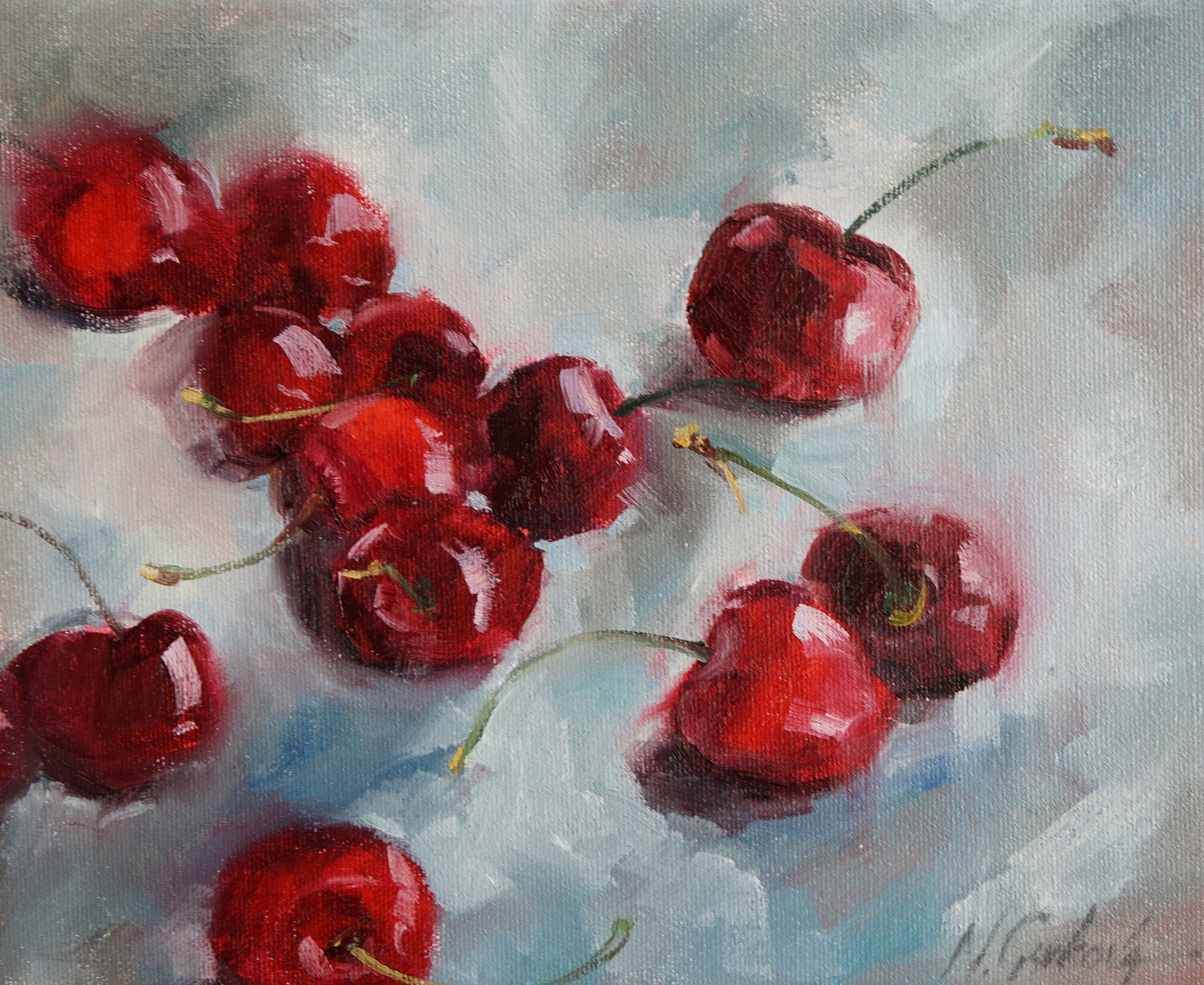 Cherry still life painting kitchen oil painting original Etsy