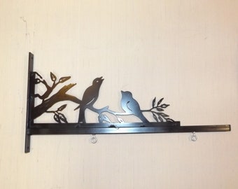 24" Metal Art Decorative Sign Hanger Bracket with Birds for Home or Yard