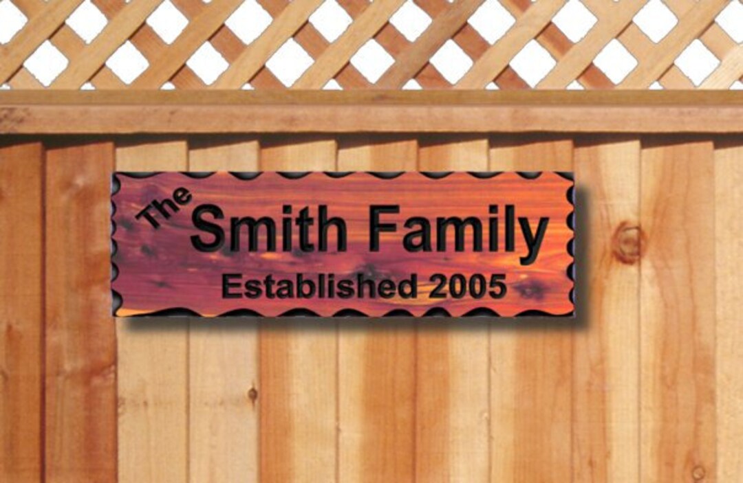 Personalized Custom Carved Cedar Wood Sign - Rustic Plaque Last Name ...