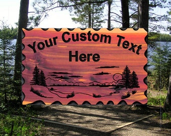 Personalized Custom Carved Cedar Wood Sign - Rustic Plaque Last Name Address Home Decor