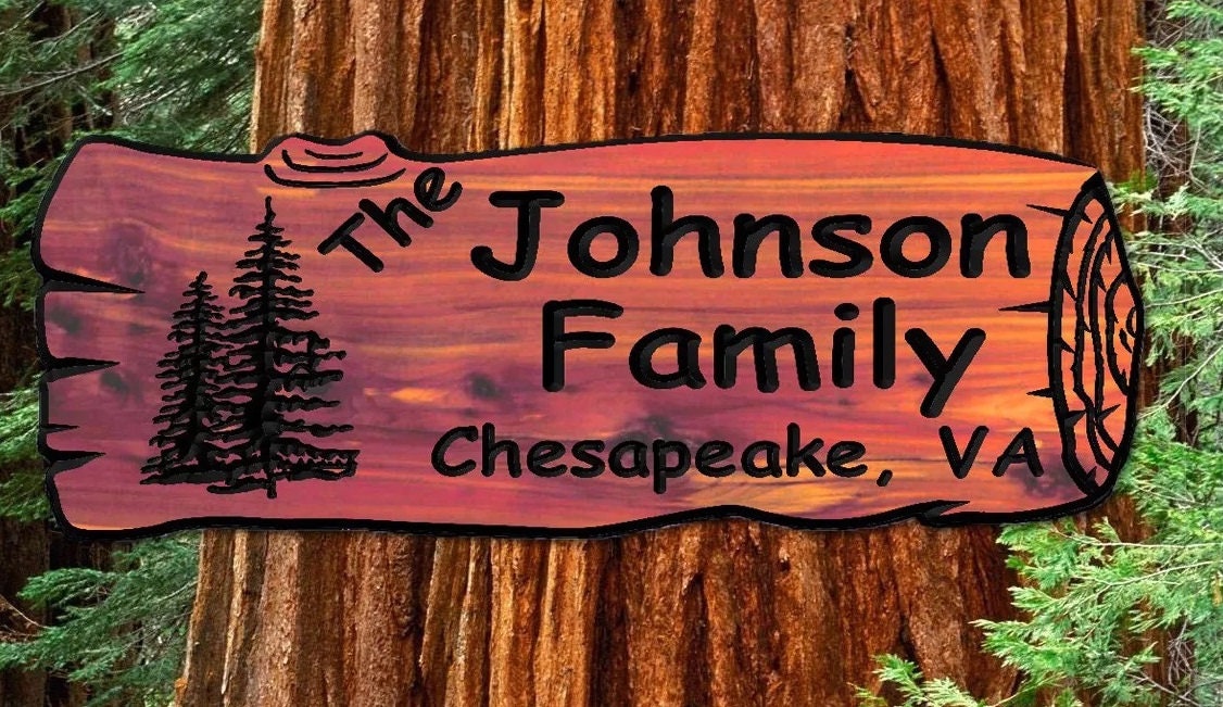 Personalized Custom Carved Cedar Sign -Cedar Log-Rustic Plaque Home Decor