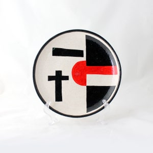 Handmade ceramic plate. Geometric abstraction. Home decor accents. Lux home decor. Unique geometric shapes. Decor plate