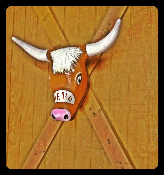 Decoration Wall Hanging Longhorn University Texas Bevo Man Etsy
