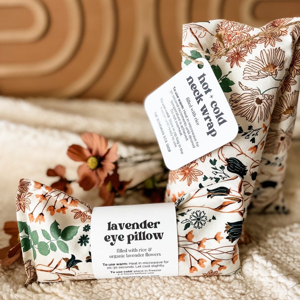 Floral Boho Lavender Eye Pillow - Neck Wrap - Hot/Cold Packs - Aromatherapy Heating Pad - Microwavable Heat Pack - Gift for Her - Relaxation