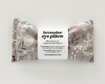 Lavender Eye Pillow - Gray Floral / Lavender Eye Pillows / Aromatherapy Eye Pillow / Eye Mask / Weighted Eye Pillow / Yoga Eye Pillow