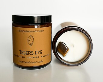 Tigers Eye Crystal Soy Candle / Protection, Courage, Balance / Crystal Healing Candles / Healing Stones / Custom Gift Set / Build A Box