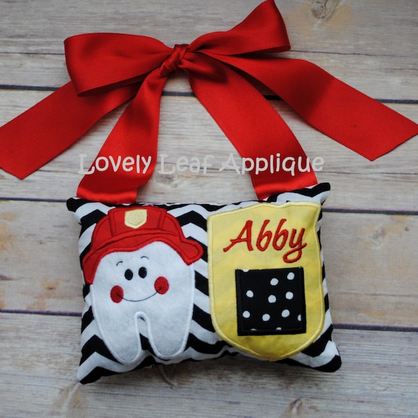 DIGITAL ITEM: 5x7 Firefighter Tooth Fairy Pillow ITH Design
