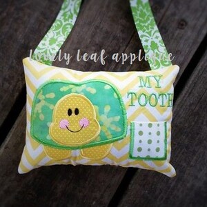 DIGITAL ITEM: 5x7 ITH Turtle Tooth Fairy Pillow Design