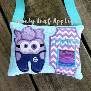 DIGITAL ITEM: 5x7 Purple Minion Tooth Fairy Pillow ITH Design
