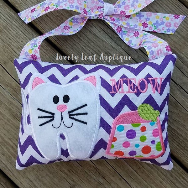 DIGITAL ITEM: Kitty Tooth Fairy Pillow ITH Design 5x7 Hoop