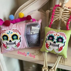 DIGITAL ITEM: Sugar Skull Tooth Fairy Pillow ITH Design 4x4 and 5x7 Hoop