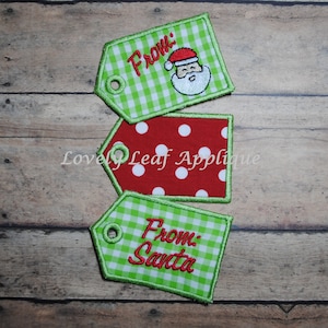 DIGITAL ITEM: Christmas Tags In the Hoop Applique Design 4x4 Hoop