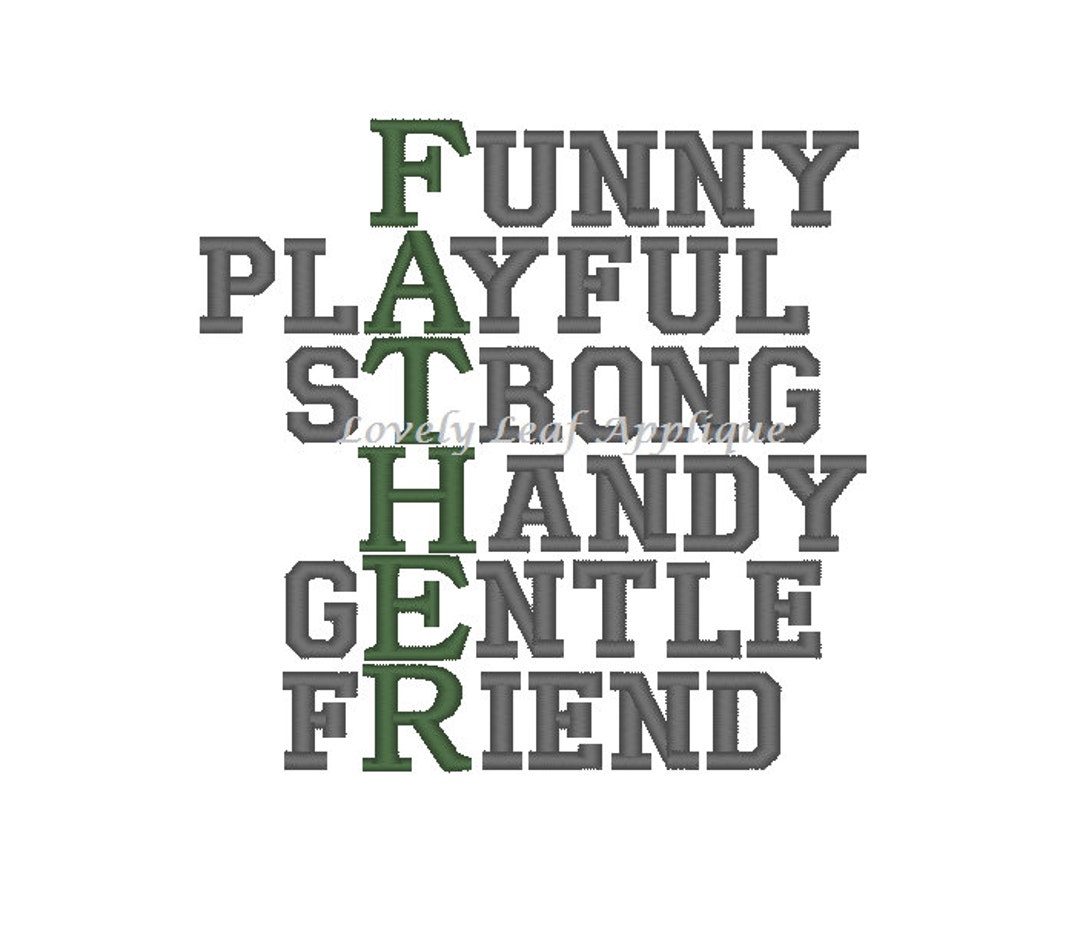 DIGITAL ITEM FATHER Acronym Embroidery Design 4x4 and 5x7 Etsy