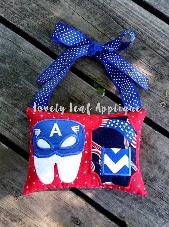 DIGITAL ITEM: 5x7 ITH Captain A Super Superhero Tooth Fairy Pillow Pattern