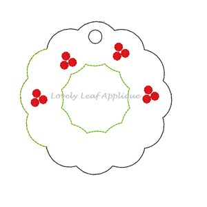 DIGITAL ITEM: Wreath Picture Frame Ornament In the Hoop Applique Design 4x4 hoop imagem 2