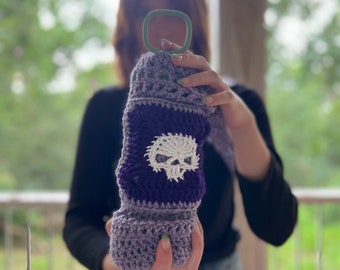 Wasser- oder Weinflaschentasche - Purple Skull