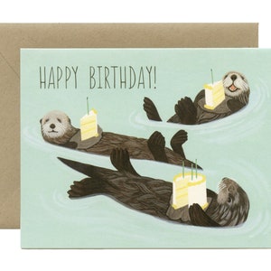 Sea Otters Birthday Card - "Happy Birthday!" - ID: BIR011