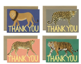 Big Cat Variety Thank You Card - Boxed Set of 8 Cards and Envelopes - "Thank You" - ID: TYBOX001