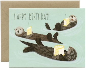 Sea Otters Birthday Card - "Happy Birthday!" - ID: BIR011