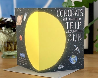 Trip Around the Sun Birthday Card - "Congrats on Another Trip Around the Sun" - ID: BIR290