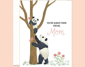 Panda Mom and Baby Mother's Day Card - "You're Always There For Me, Mom" - ID: MOM326