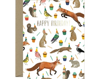 Forest Animals Galore Birthday Card - "Happy Birthday!" - ID: BIR334