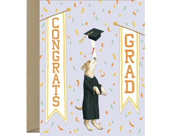 Balancing Dog Graduation Card - "Congrats Grad" - ID: GRAD264