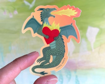 Dragon Heart Die Cut Matte Vinyl Sticker - ID: STK301