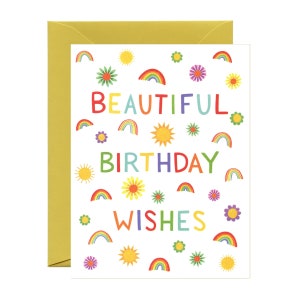 Rainbows Birthday Card - "Beautiful Birthday Wishes" - ID: BIR225