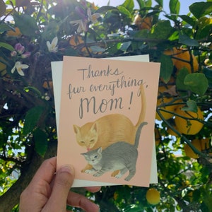 Mama & Baby Cat Mother's Day Card - "Thanks Fur Everything, Mom!" - ID: MOM112