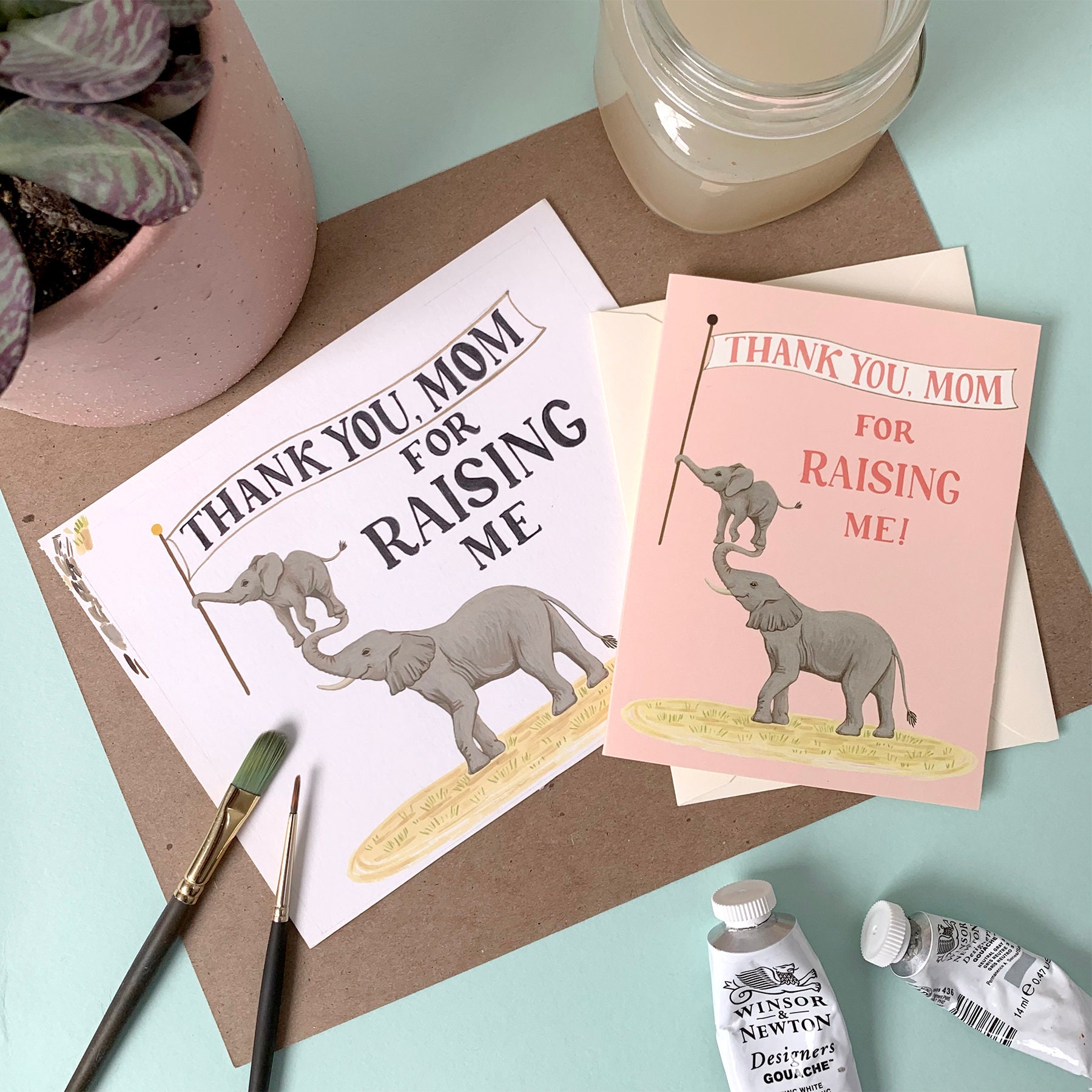 Elephant Mother's Day Card thank You Mom for - Etsy